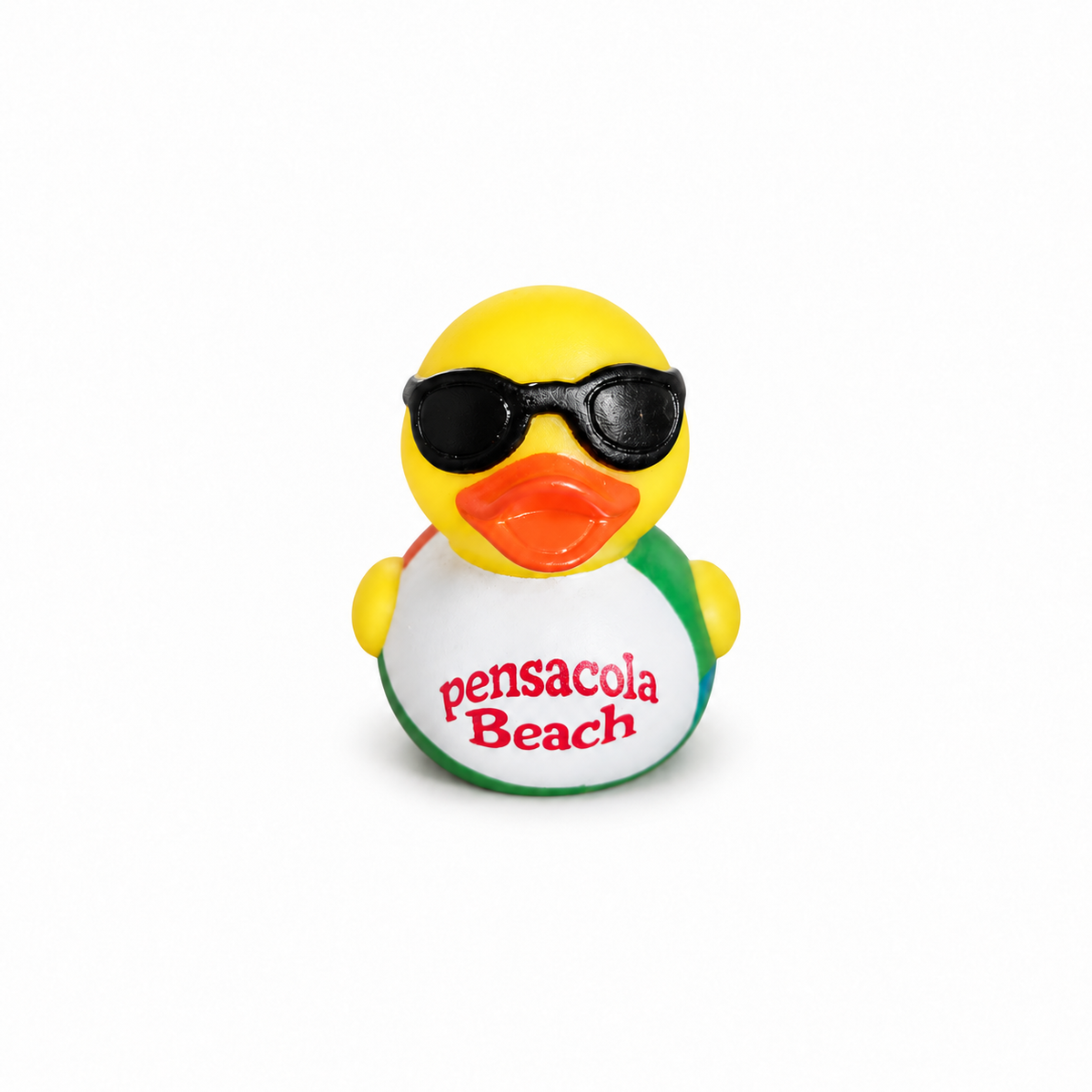 1 Pensacola Beach rubber duck with sunglasses on a white background