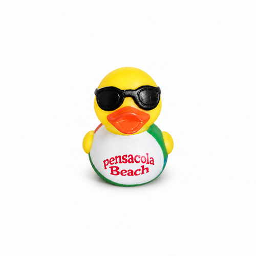 1 Pensacola Beach rubber duck with sunglasses on a white background